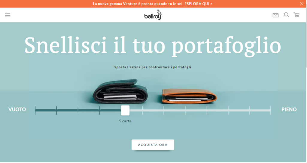 ecommerce interattivo - bellroy