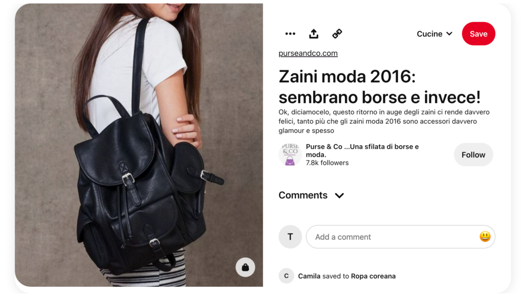 pinterest - pin prodotto