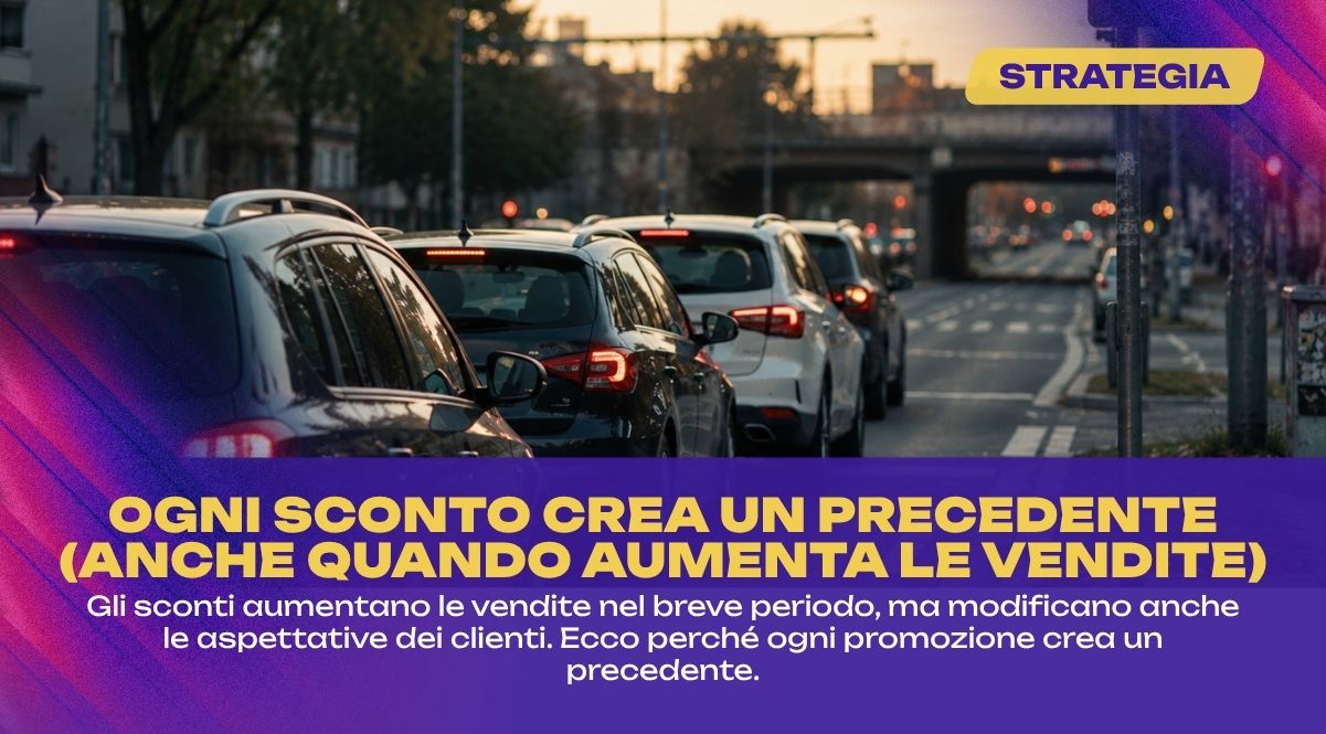 Automobili ferme davanti a un semaforo rosso, in attesa del verde, metafora delle aspettative che gli sconti ecommerce possono creare nei clienti.